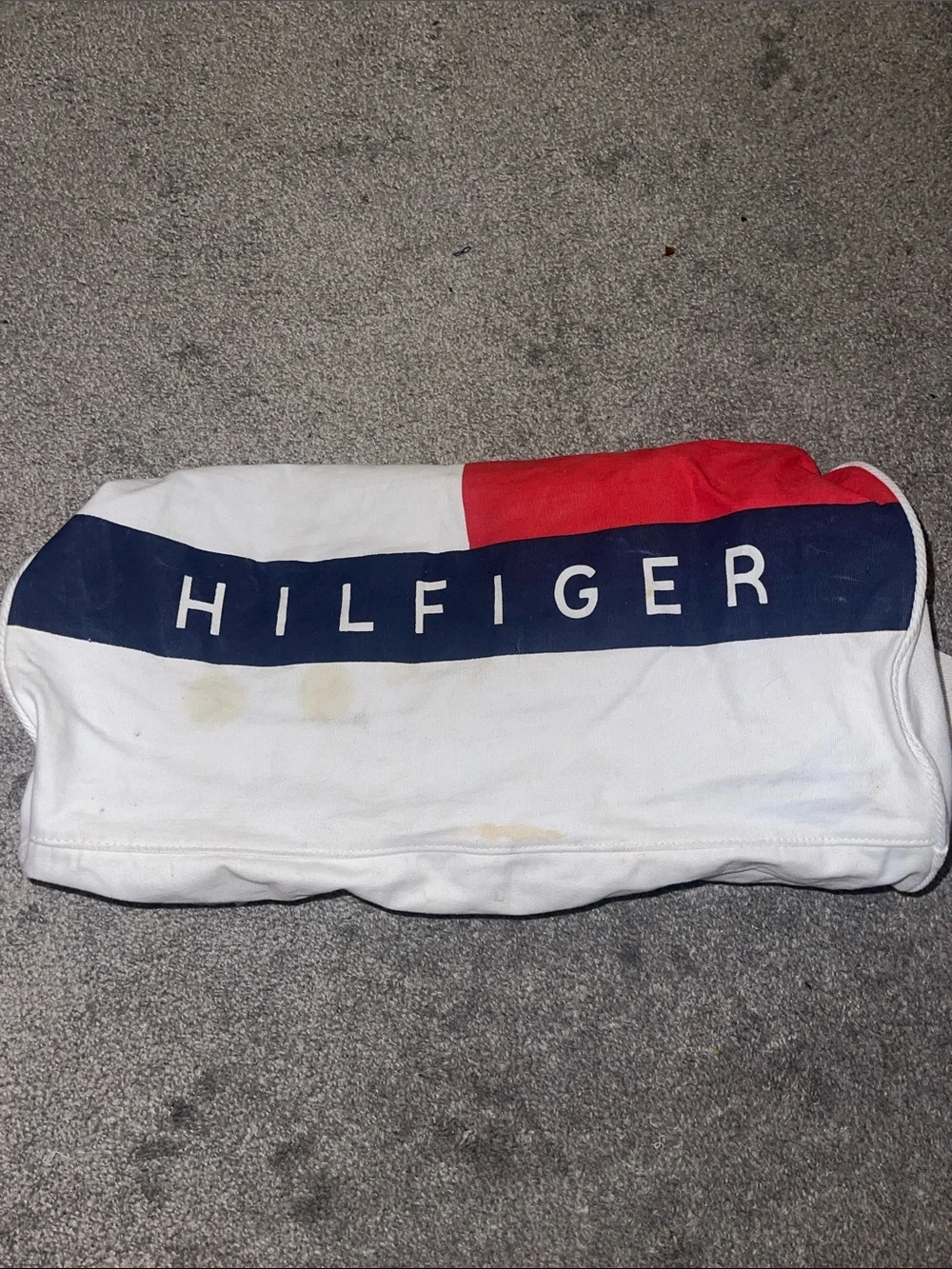 Tommy Hilfiger White, Navy & Red Duffel Bag